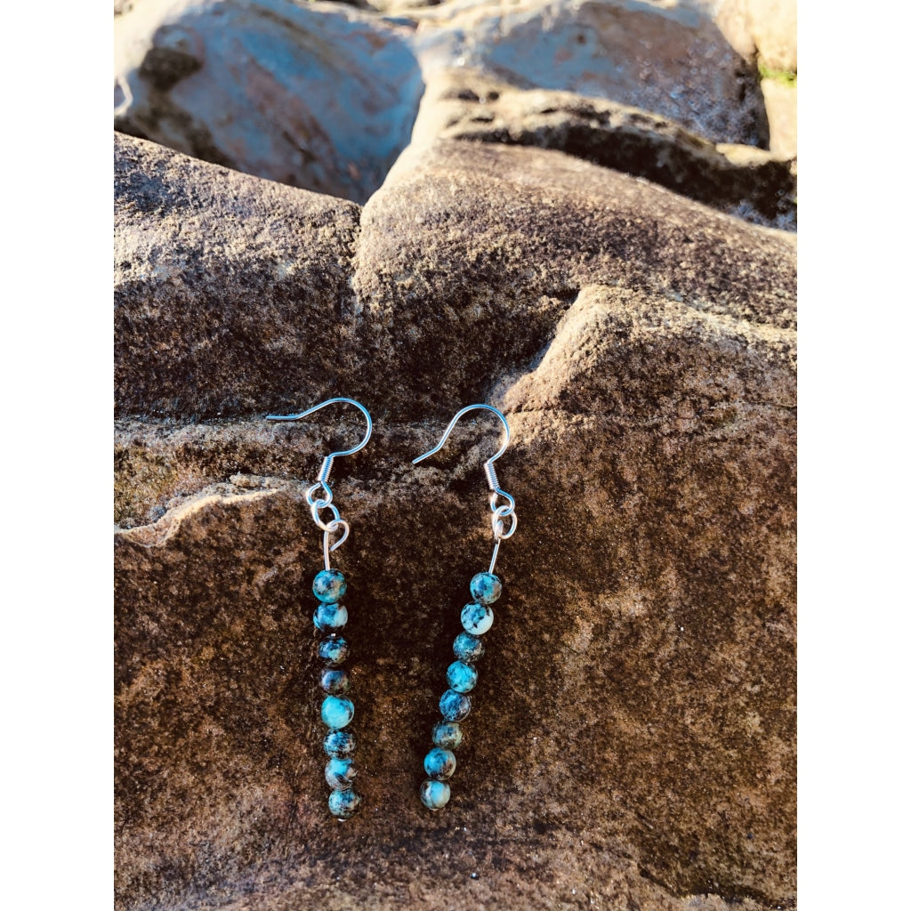 African Turquoise Sterling cheapest Silver Earrings