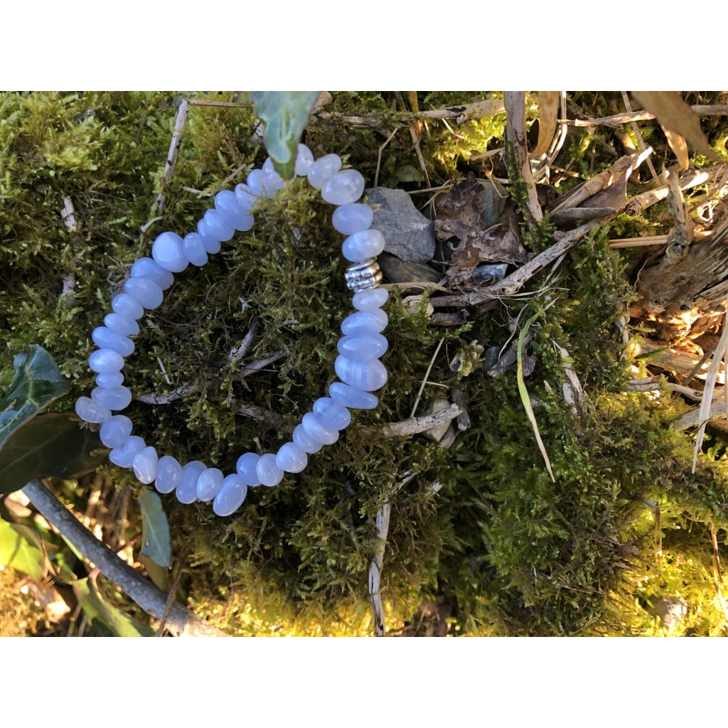 Stretch Bracelet | 4mm Beads (Lace Agate Blue) Large