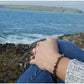 Natural flower agate 2.5x8 mm bead stretch bracelet - 