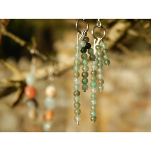 Three tier African Jade earrings on branch Three tier African Jade earrings on branch